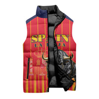 Custom Spain Football 2026 Sleeveless Puffer Jacket La Roja Brave Bull Striped Style