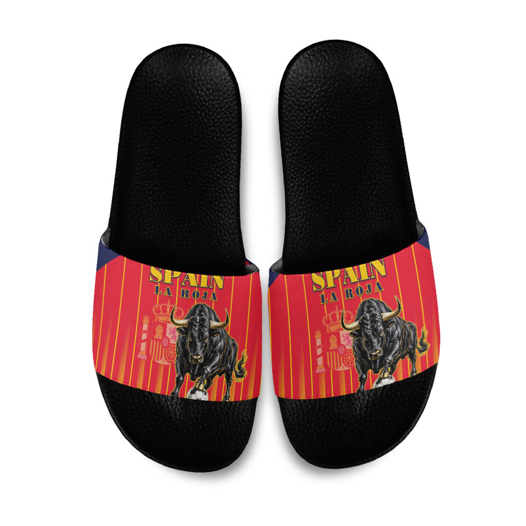 Spain Football 2026 Slide Sandals La Roja Brave Bull Striped Style