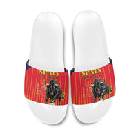 Spain Football 2026 Slide Sandals La Roja Brave Bull Striped Style