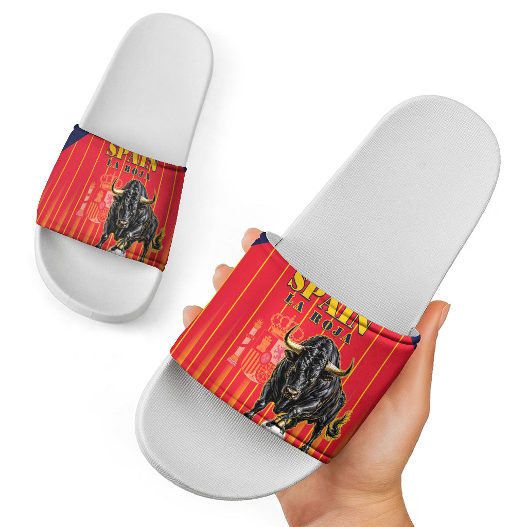 Spain Football 2026 Slide Sandals La Roja Brave Bull Striped Style