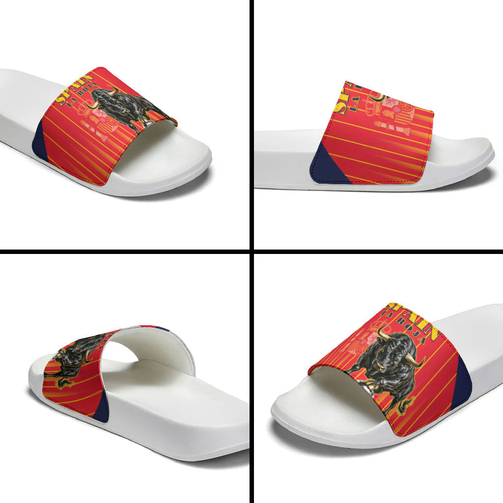 Spain Football 2026 Slide Sandals La Roja Brave Bull Striped Style