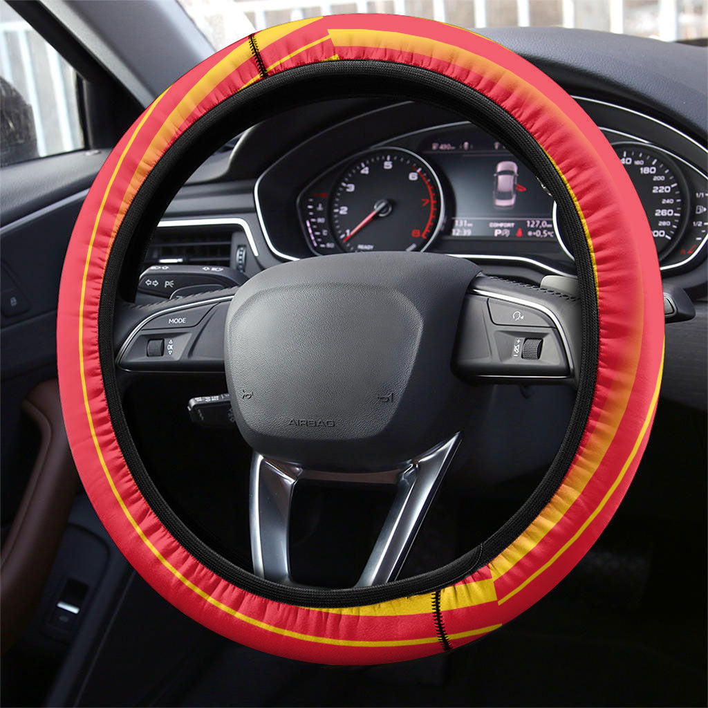 Spain Football 2026 Steering Wheel Cover La Roja Brave Bull Striped Style