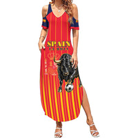 Custom Spain Football 2026 Summer Maxi Dress La Roja Brave Bull Striped Style