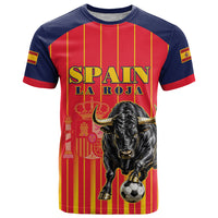 Custom Spain Football 2026 T Shirt La Roja Brave Bull Striped Style