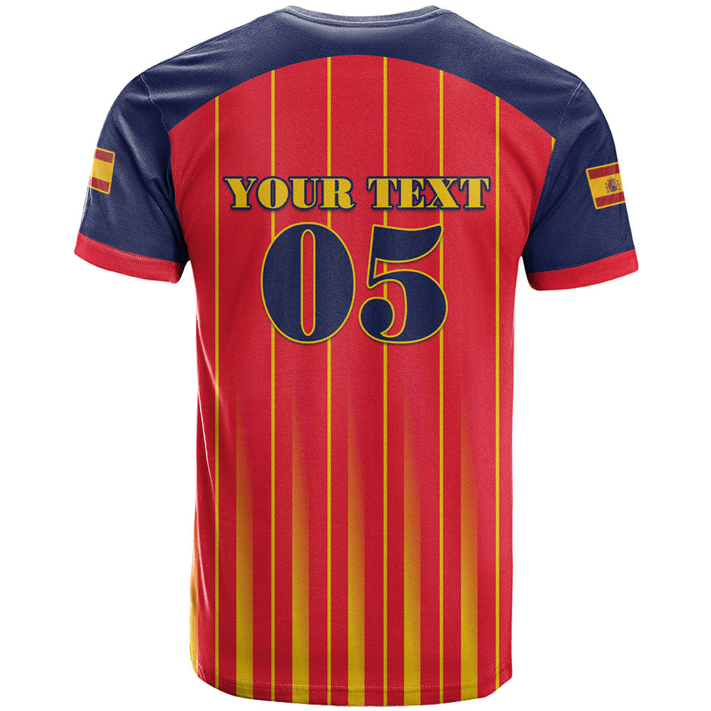 Custom Spain Football 2026 T Shirt La Roja Brave Bull Striped Style