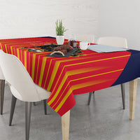 Spain Football 2026 Tablecloth La Roja Brave Bull Striped Style