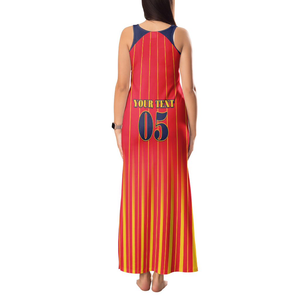 Custom Spain Football 2026 Tank Maxi Dress La Roja Brave Bull Striped Style