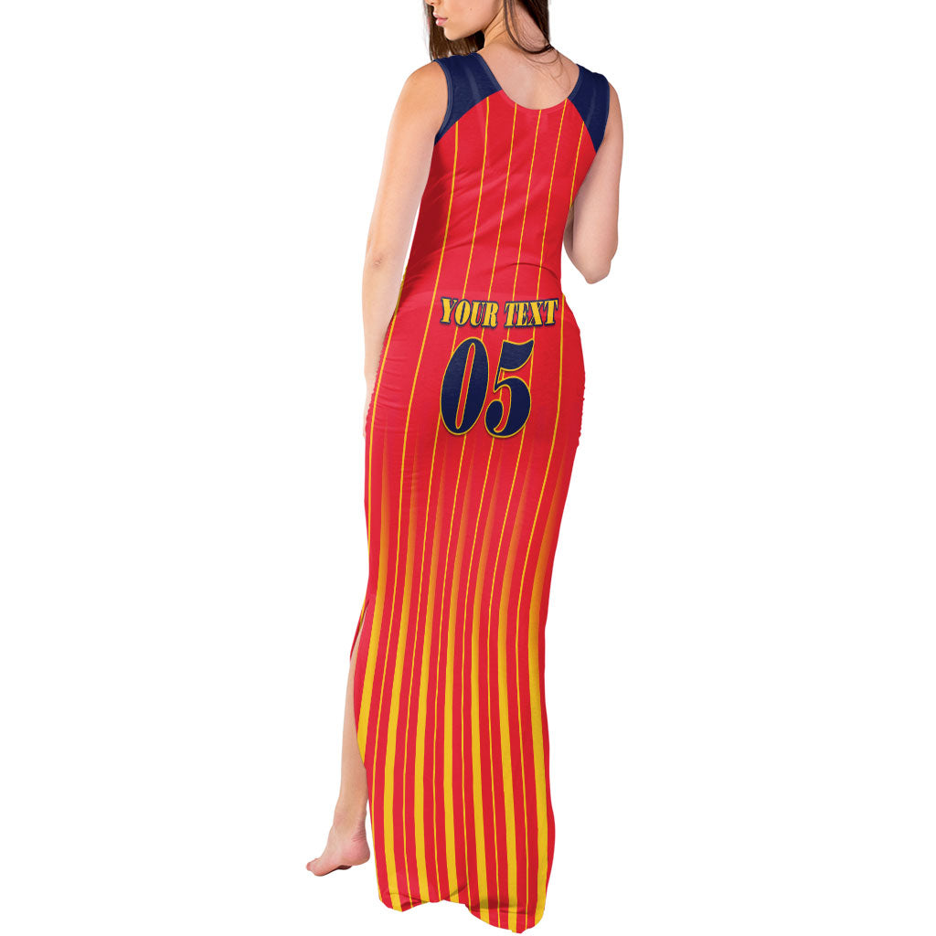 Custom Spain Football 2026 Tank Maxi Dress La Roja Brave Bull Striped Style