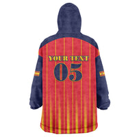 Custom Spain Football 2026 Wearable Blanket Hoodie La Roja Brave Bull Striped Style
