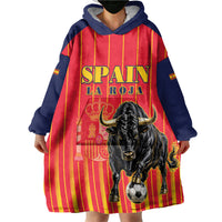 Custom Spain Football 2026 Wearable Blanket Hoodie La Roja Brave Bull Striped Style