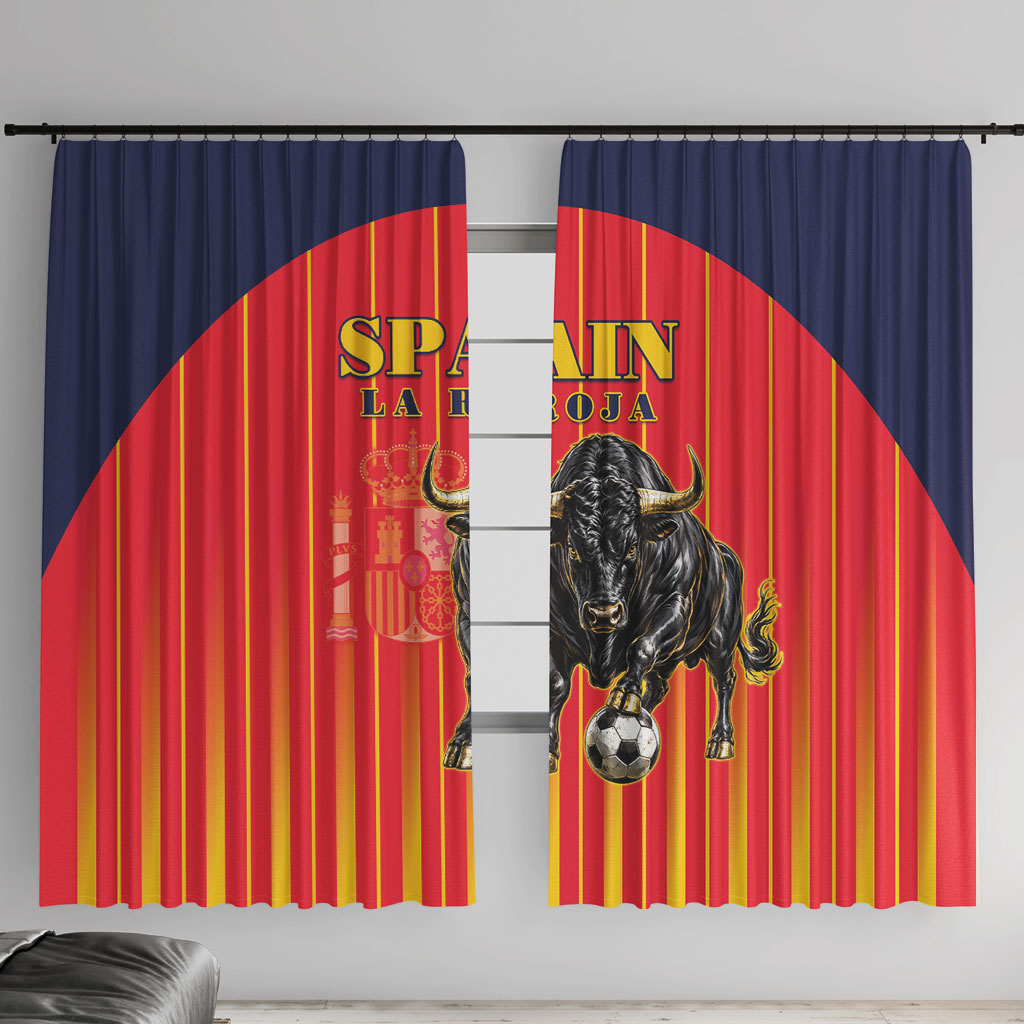 Spain Football 2026 Window Curtain La Roja Brave Bull Striped Style