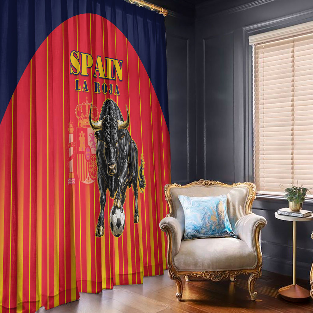 Spain Football 2026 Window Curtain La Roja Brave Bull Striped Style