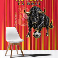 Spain Football 2026 Window Curtain La Roja Brave Bull Striped Style
