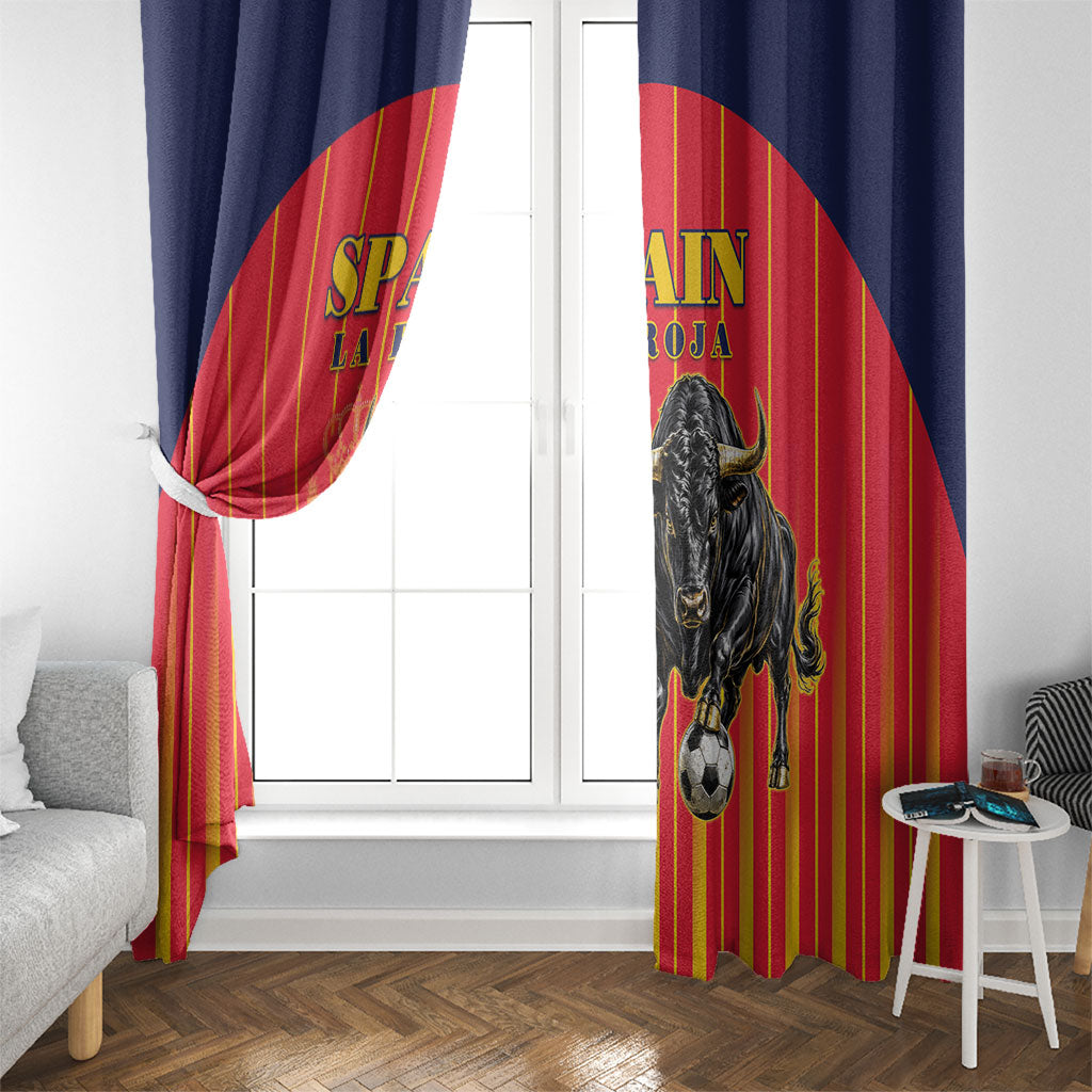 Spain Football 2026 Window Curtain La Roja Brave Bull Striped Style