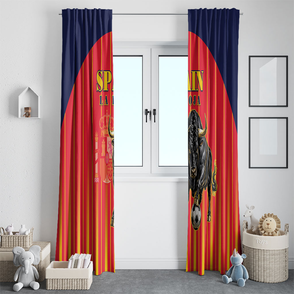 Spain Football 2026 Window Curtain La Roja Brave Bull Striped Style
