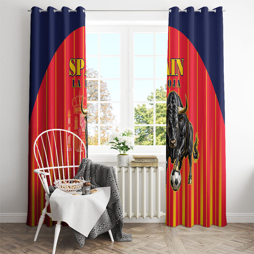 Spain Football 2026 Window Curtain La Roja Brave Bull Striped Style