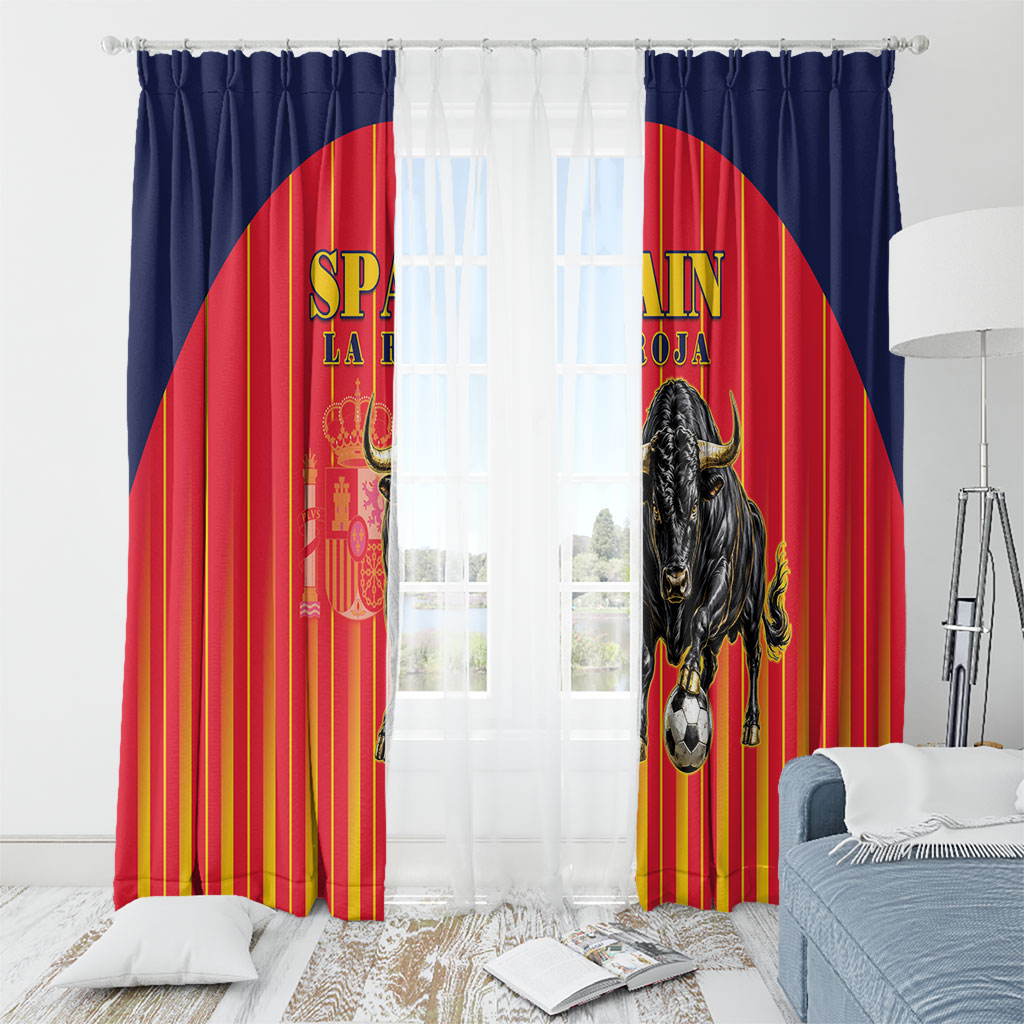 Spain Football 2026 Window Curtain La Roja Brave Bull Striped Style