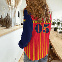 Custom Spain Football 2026 Women Casual Shirt La Roja Brave Bull Striped Style