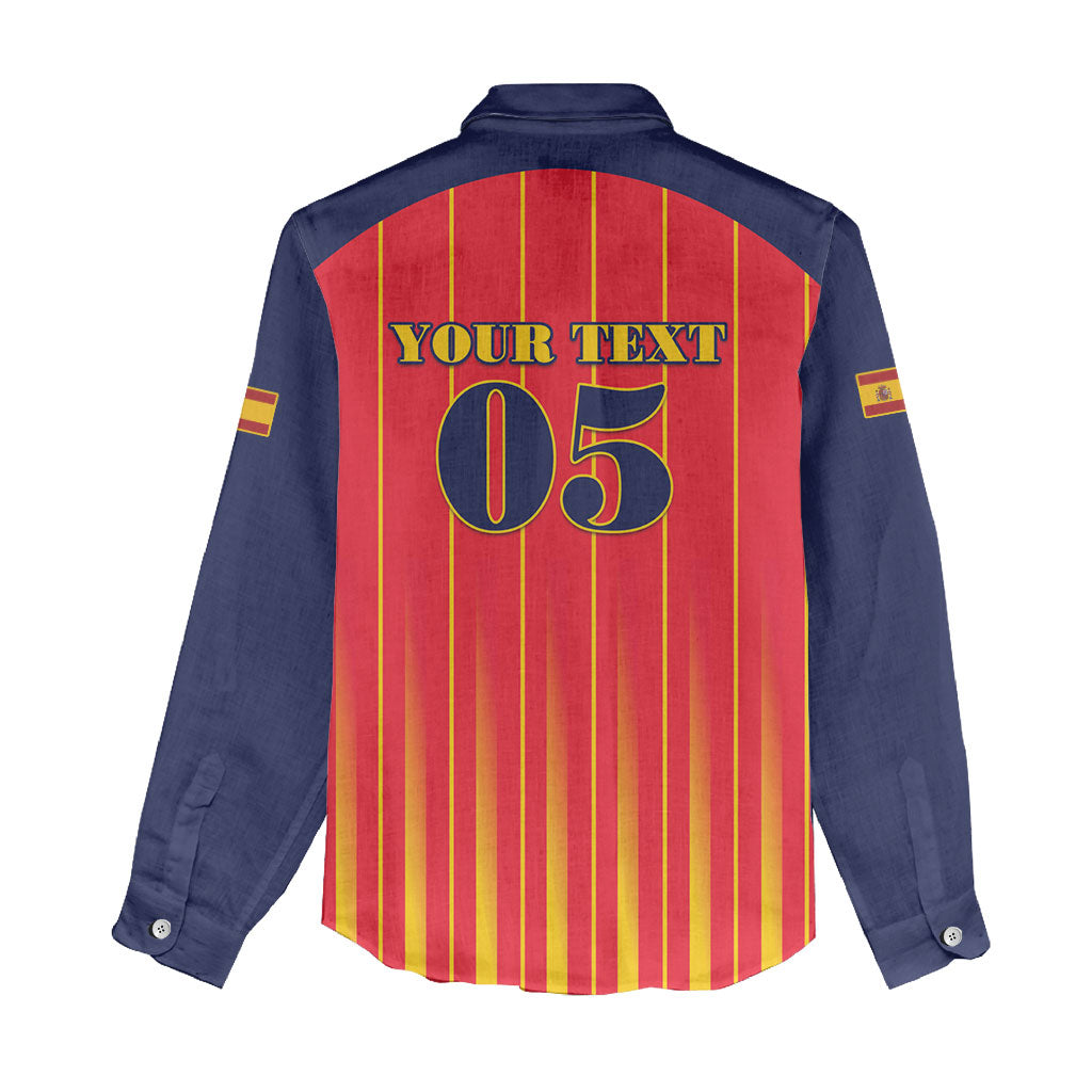 Custom Spain Football 2026 Women Casual Shirt La Roja Brave Bull Striped Style