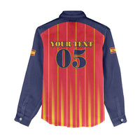 Custom Spain Football 2026 Women Casual Shirt La Roja Brave Bull Striped Style