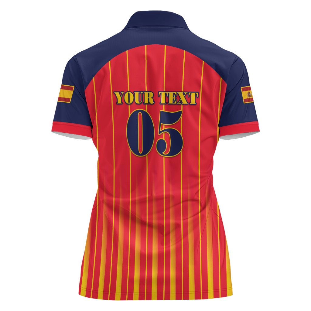 Custom Spain Football 2026 Women Polo Shirt La Roja Brave Bull Striped Style