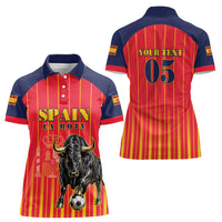 Custom Spain Football 2026 Women Polo Shirt La Roja Brave Bull Striped Style