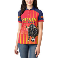 Custom Spain Football 2026 Women Polo Shirt La Roja Brave Bull Striped Style