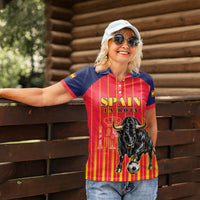 Custom Spain Football 2026 Women Polo Shirt La Roja Brave Bull Striped Style
