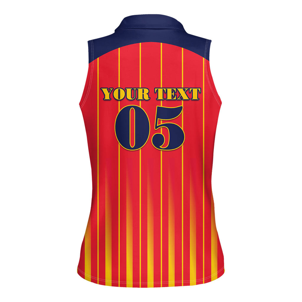 Custom Spain Football 2026 Women Sleeveless Polo Shirt La Roja Brave Bull Striped Style