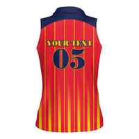 Custom Spain Football 2026 Women Sleeveless Polo Shirt La Roja Brave Bull Striped Style
