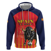 Custom Spain Football 2026 Zip Hoodie La Roja Brave Bull Striped Style