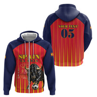 Custom Spain Football 2026 Zip Hoodie La Roja Brave Bull Striped Style