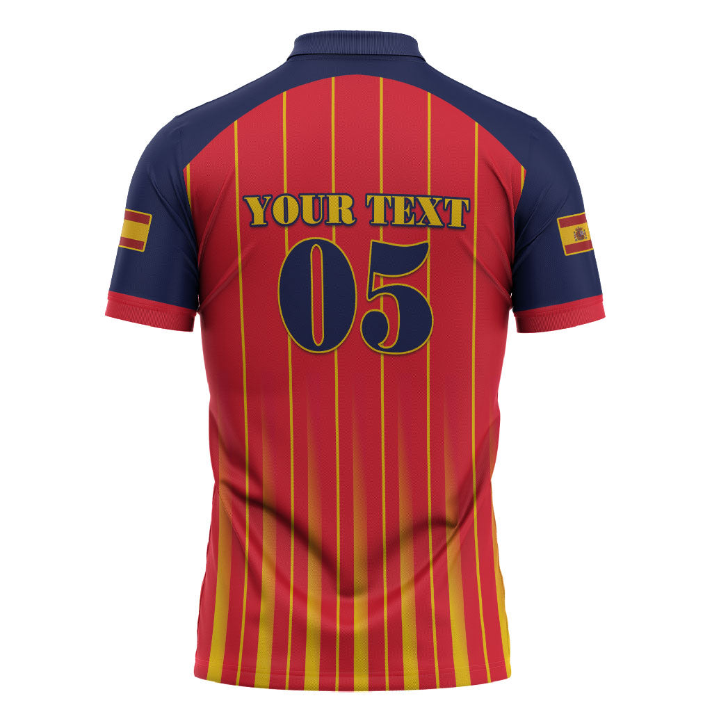 Custom Spain Football 2026 Zipper Polo Shirt La Roja Brave Bull Striped Style