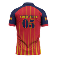 Custom Spain Football 2026 Zipper Polo Shirt La Roja Brave Bull Striped Style