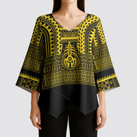 Philippines Filipinos Kimono Sleeve Blouse Igorot Tribal Pattern Black