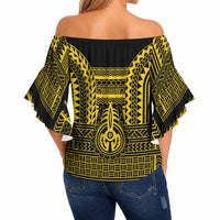 Philippines Filipinos Off Shoulder Wrap Waist Top Igorot Tribal Pattern Black