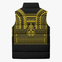 Philippines Filipinos Sleeveless Puffer Jacket Igorot Tribal Pattern Black