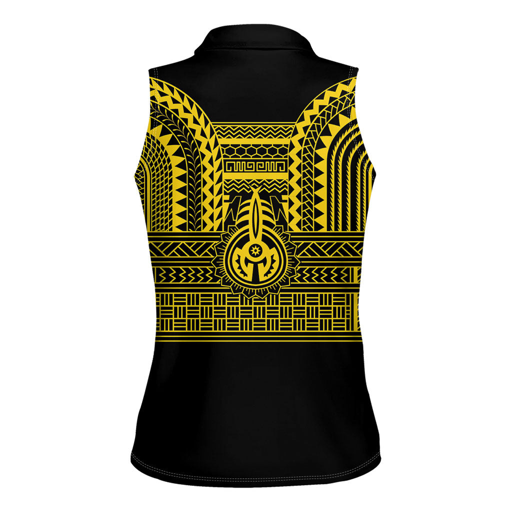 Philippines Filipinos Women Sleeveless Polo Shirt Igorot Tribal Pattern Black