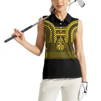 Philippines Filipinos Women Sleeveless Polo Shirt Igorot Tribal Pattern Black