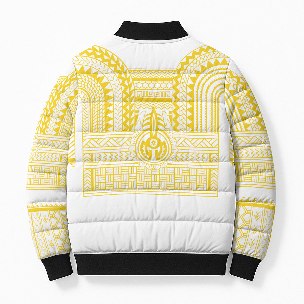 Philippines Filipinos Bomber Puffer Jacket Igorot Tribal Pattern White