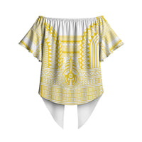 Philippines Filipinos Off Shoulder Wrap Waist Top Igorot Tribal Pattern White