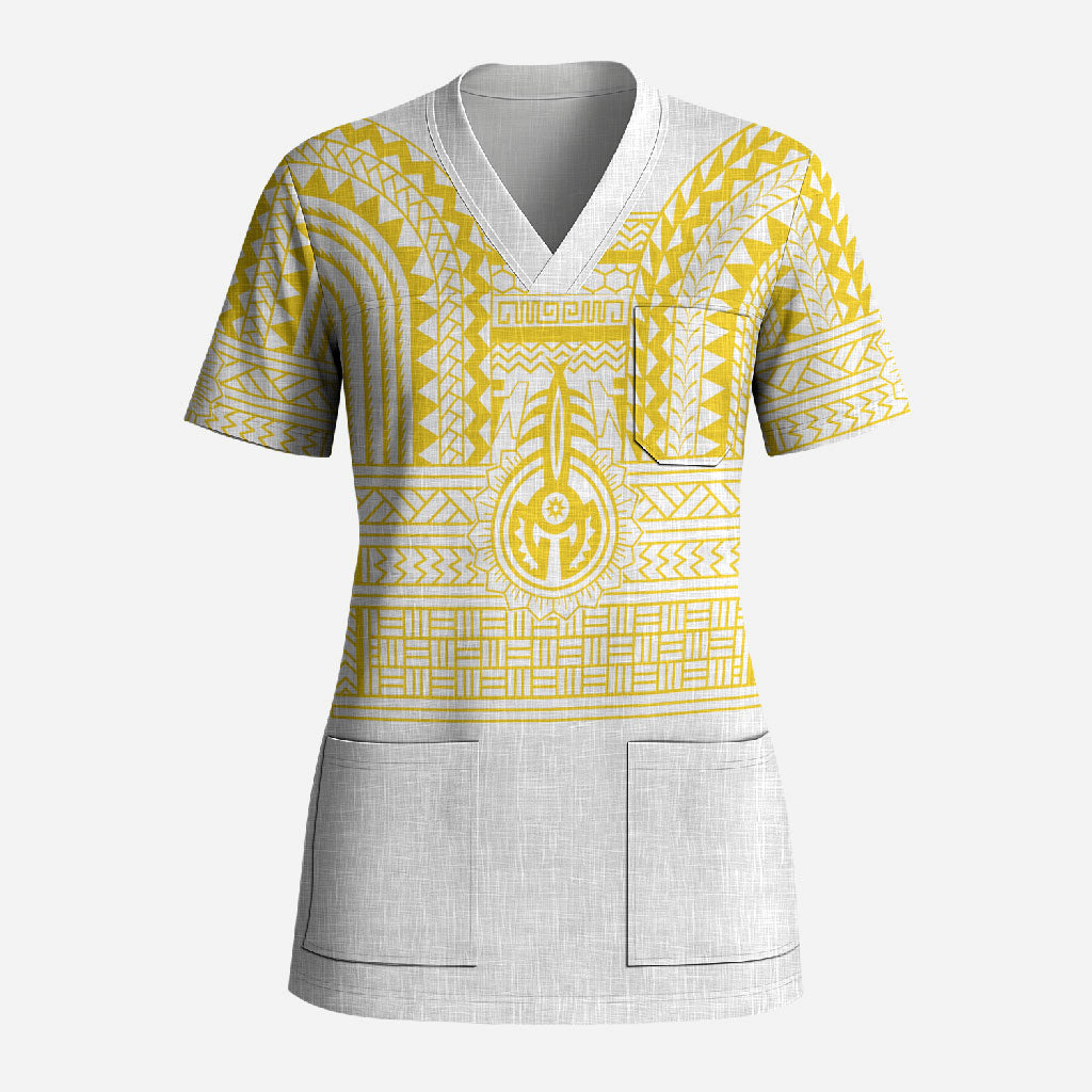 Philippines Filipinos Scrub Top Igorot Tribal Pattern White
