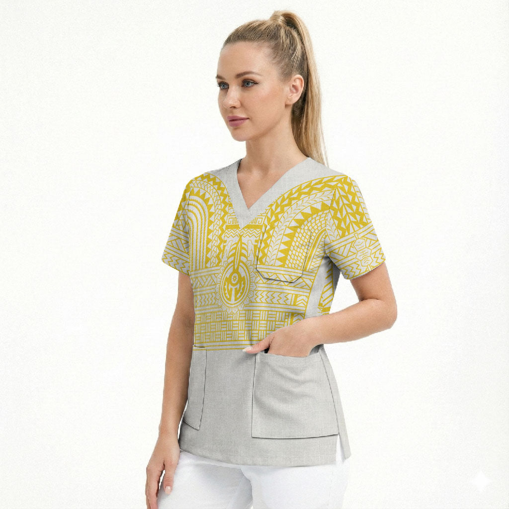 Philippines Filipinos Scrub Top Igorot Tribal Pattern White