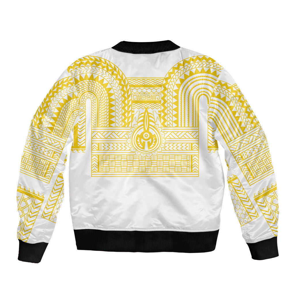 Philippines Filipinos Sleeve Zip Bomber Jacket Igorot Tribal Pattern White
