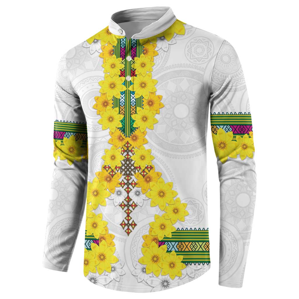 Enkutatash Ethiopia New Year Button Sweatshirt Tilet Pattern With Adey Abeba Flowers LT05 - Wonder Print Shop