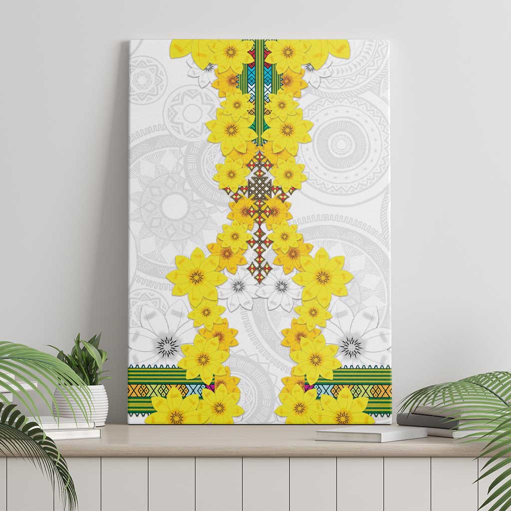 Enkutatash Ethiopia New Year Canvas Wall Art Tilet Pattern With Adey Abeba Flowers LT05 - Wonder Print Shop
