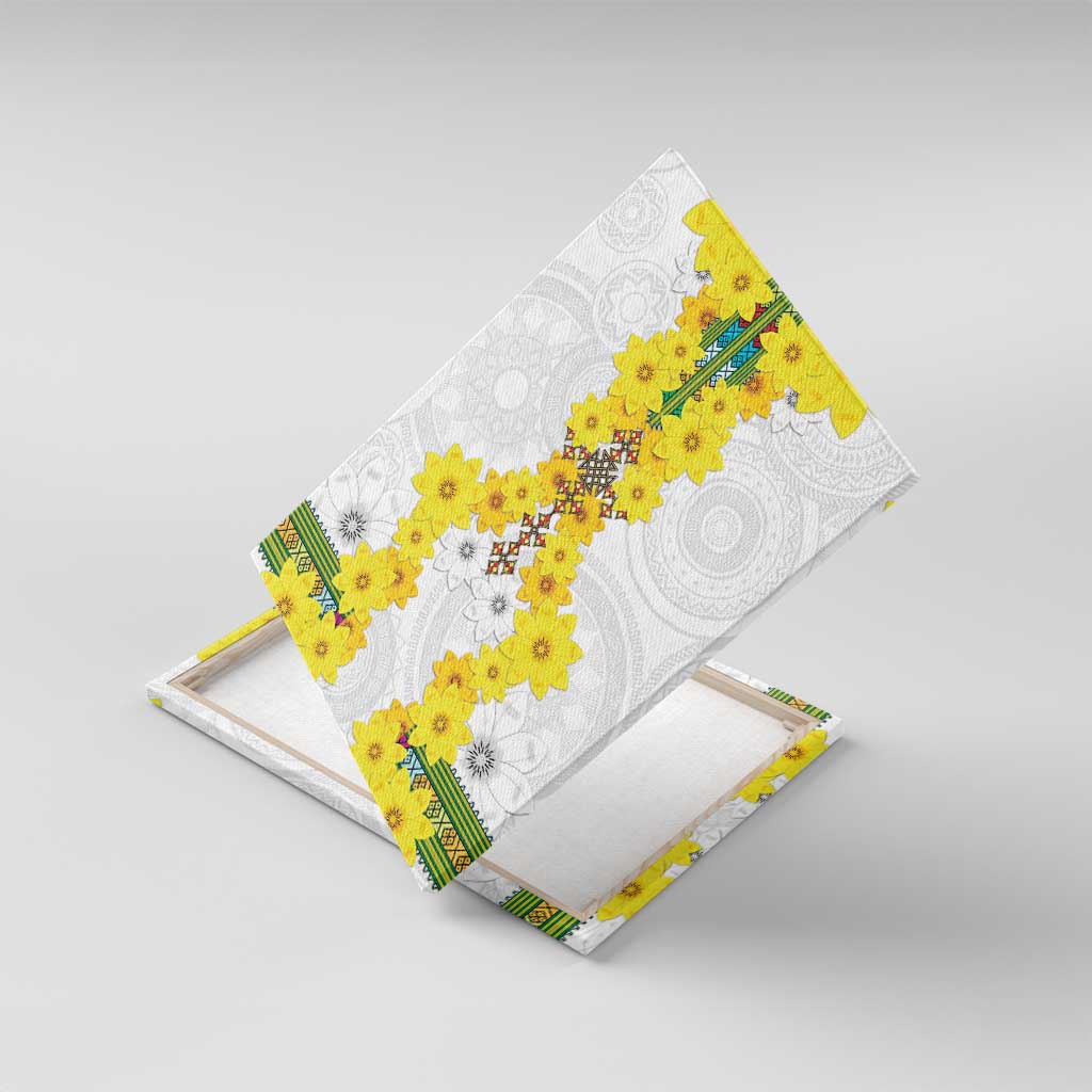 Enkutatash Ethiopia New Year Canvas Wall Art Tilet Pattern With Adey Abeba Flowers LT05 - Wonder Print Shop