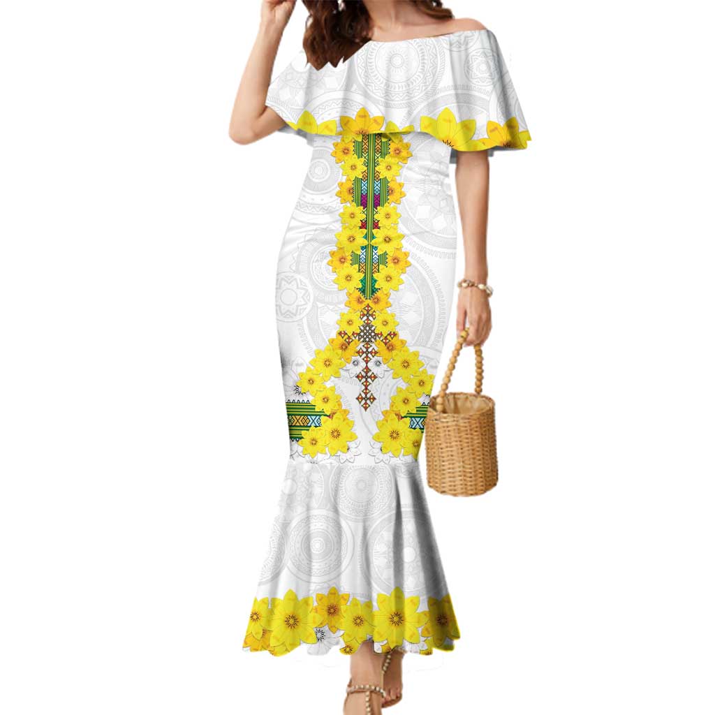 Enkutatash Ethiopia New Year Family Matching Mermaid Dress and Hawaiian Shirt Tilet Pattern With Adey Abeba Flowers LT05 - Wonder Print Shop