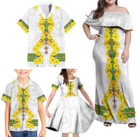 Enkutatash Ethiopia New Year Family Matching Off Shoulder Maxi Dress and Hawaiian Shirt Tilet Pattern With Adey Abeba Flowers LT05 - Wonder Print Shop
