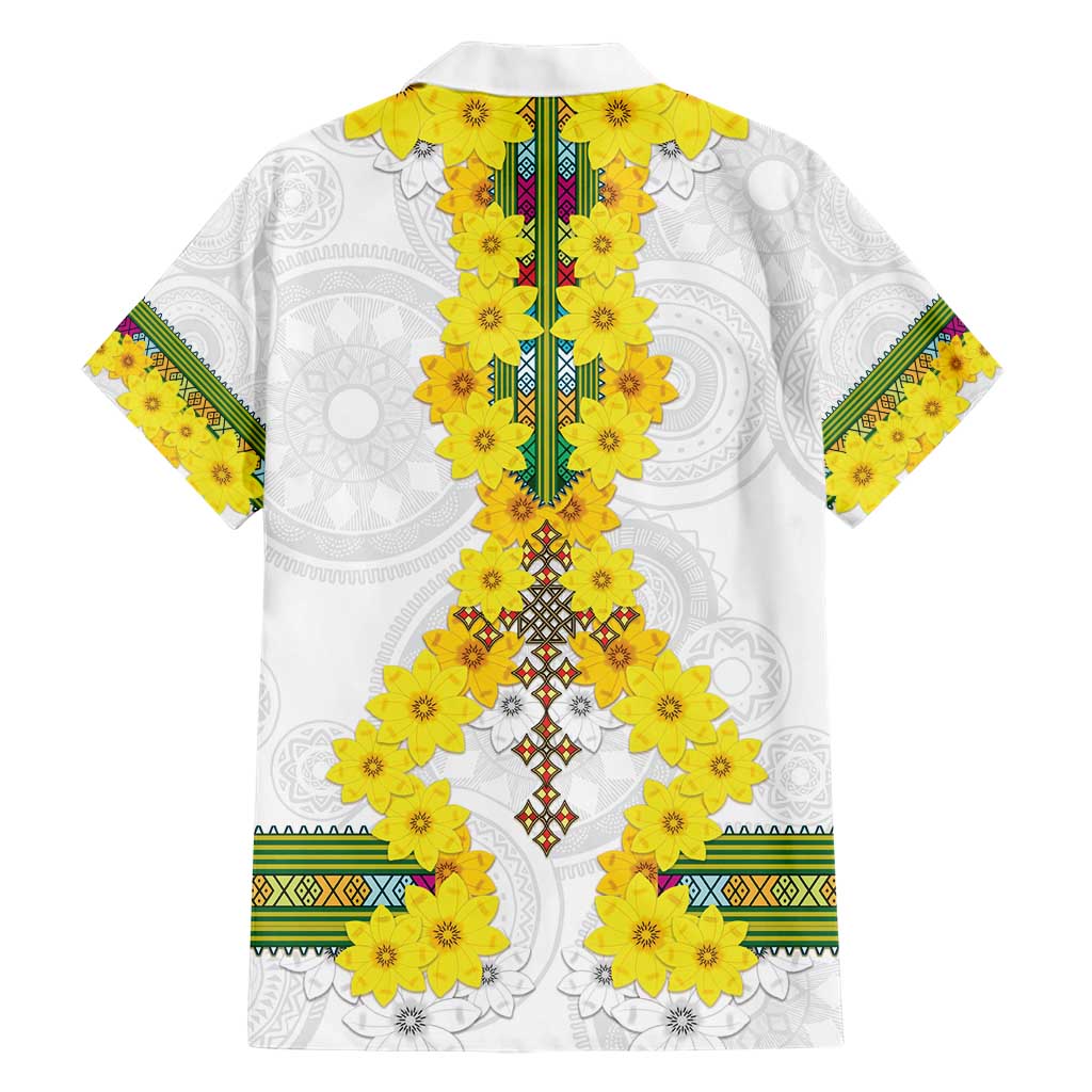 Enkutatash Ethiopia New Year Family Matching Short Sleeve Bodycon Dress and Hawaiian Shirt Tilet Pattern With Adey Abeba Flowers LT05 - Wonder Print Shop